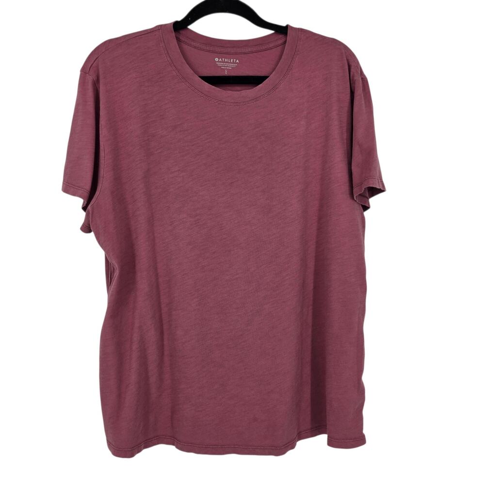 Athleta Mauve Pink Organic Daily Relaxed Cotton Short Sleeve Crewneck Tee Size L